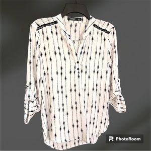 Black and White Striped Blouse Size Small